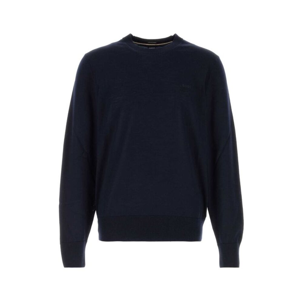 Boss Men Midnight Blue Wool Sweater